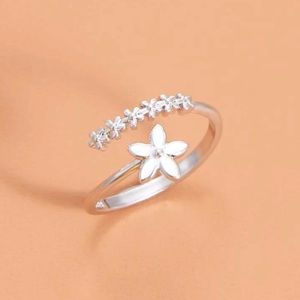 Silver Flower Cuff Ring